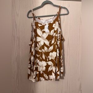 Maurices Brown and White Floral Tank Top